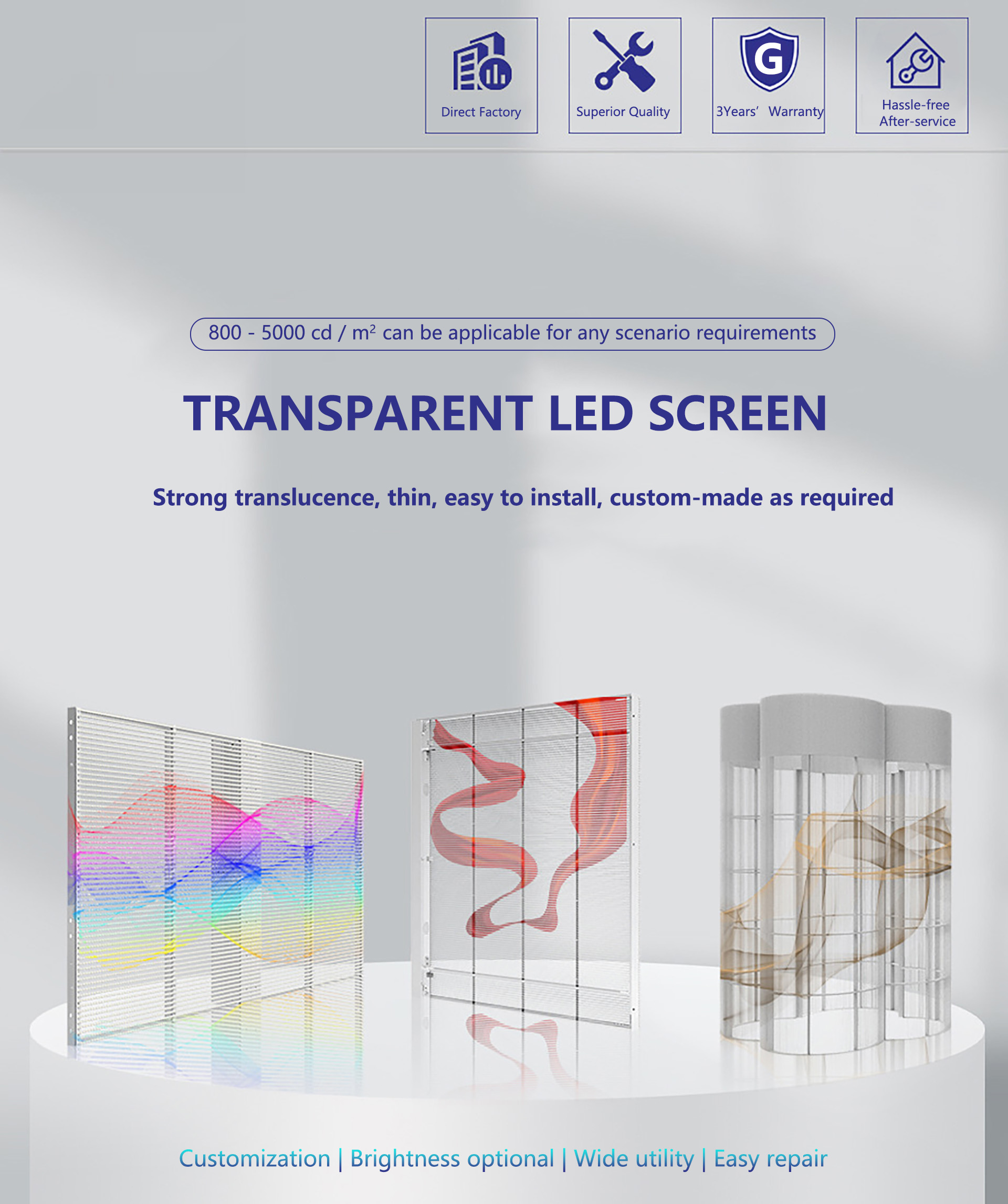 Customized Transparent LED Screen direct factory