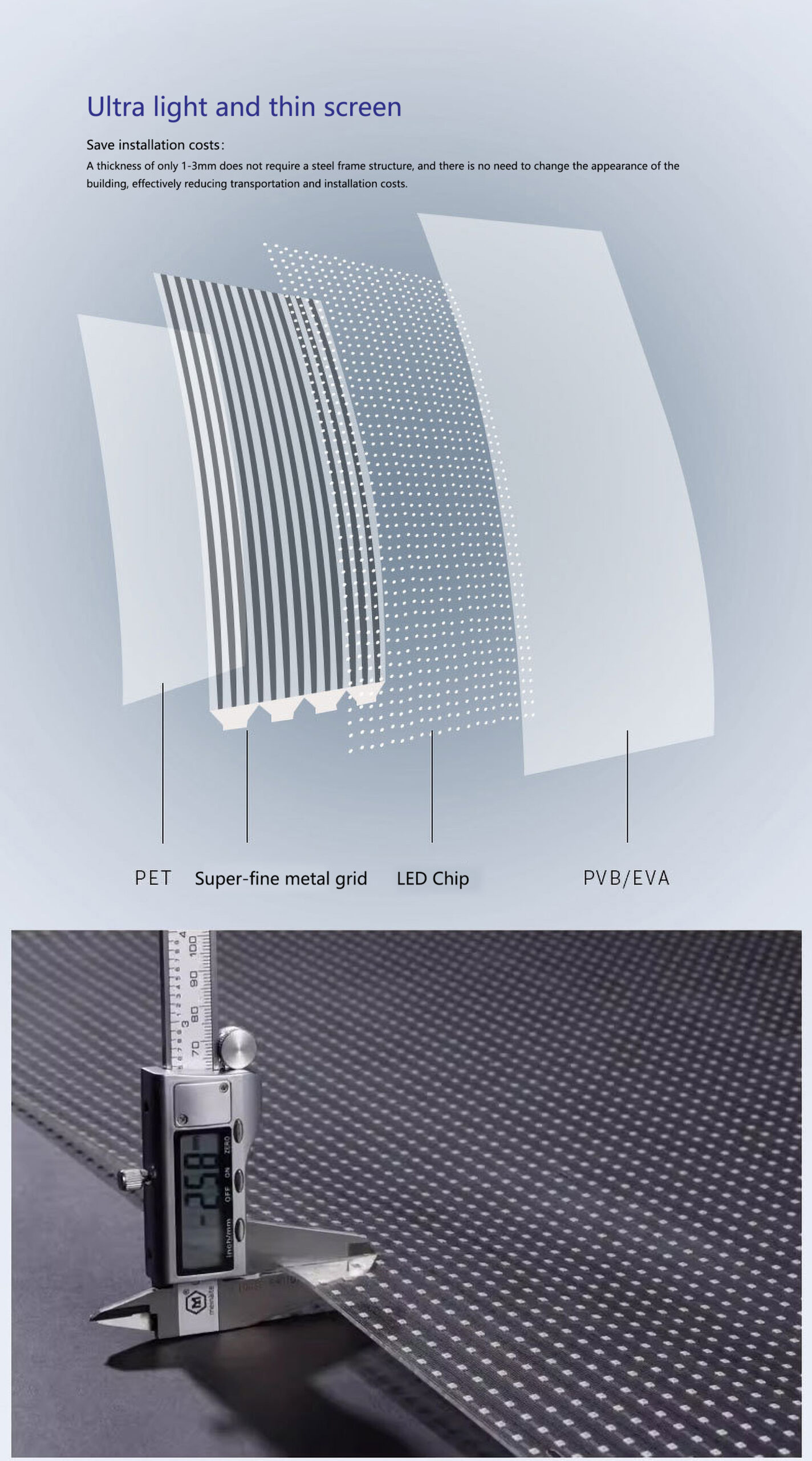 Utral ligh and thin Crystal film led screen